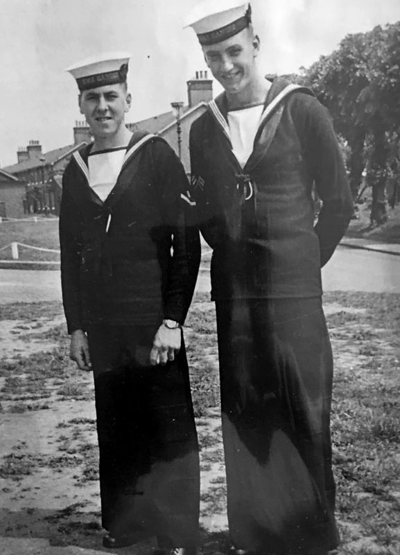 1952 - ROB BEILBY, OUTSIDE GRENVILLE DIVISION, WITH HARRY PULLAR.jpg
