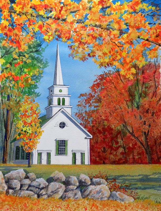 Little White Church in Autumn - 9 x12 sm.JPG