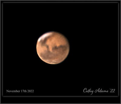 Mars getting fuller and brighter