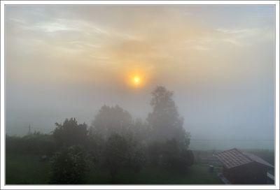 The Sun is Peeking through Fog ...