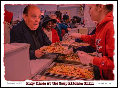 Giuliani Dines at the Soup Kitchen Grill