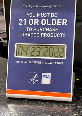 You must be 1 year old to buy cigarettes in DC!