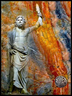 Zeus and thunder bolt