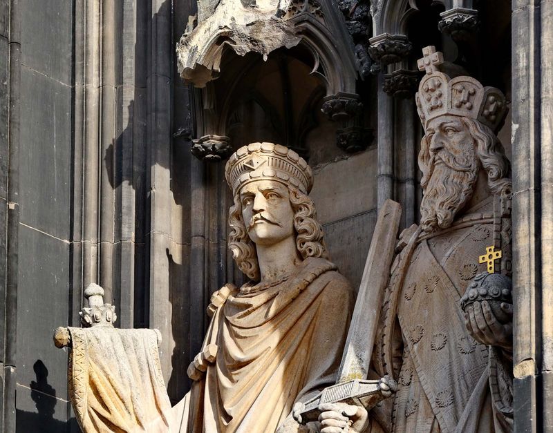 The Cologne cathedral; detail on the front wall. 