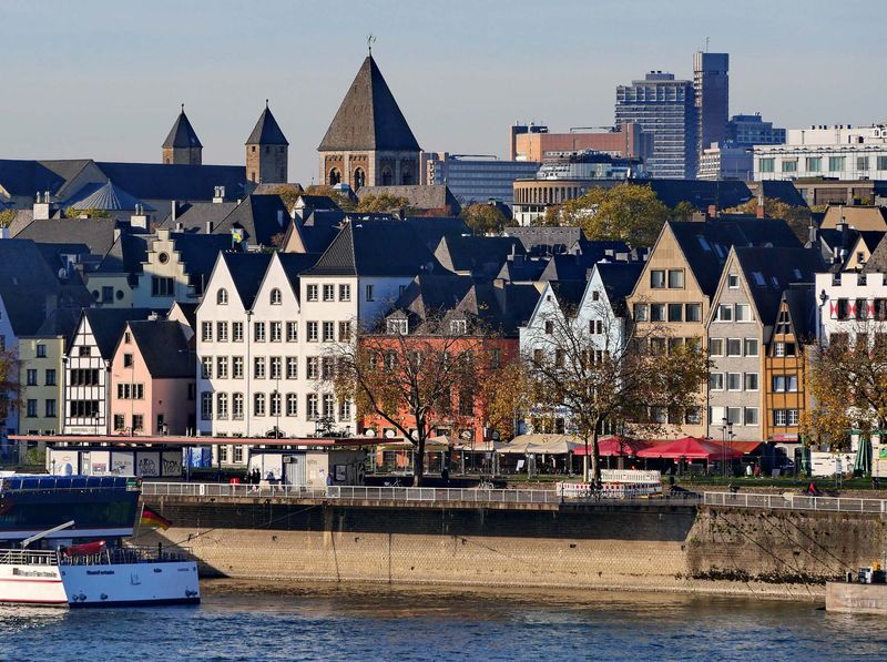The old town, by the Rhine river area, with many restaurants and hotels. 