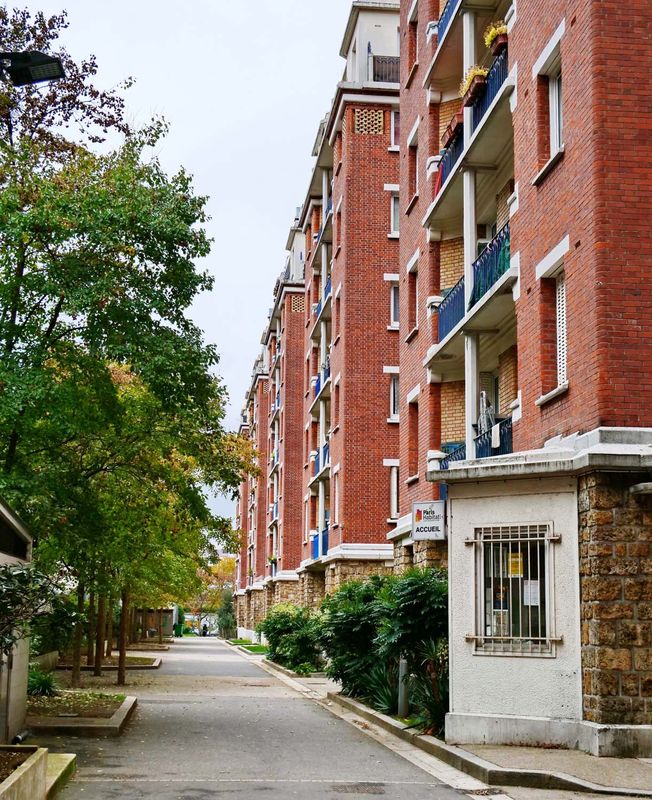Residence Losserand: typical brick building at external neighborhoods of Paris.  