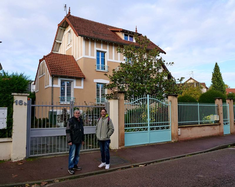 Fahd (left) and Cyrill; behind, the beautiful Fahd's house; located at Robinson, south of Paris.  