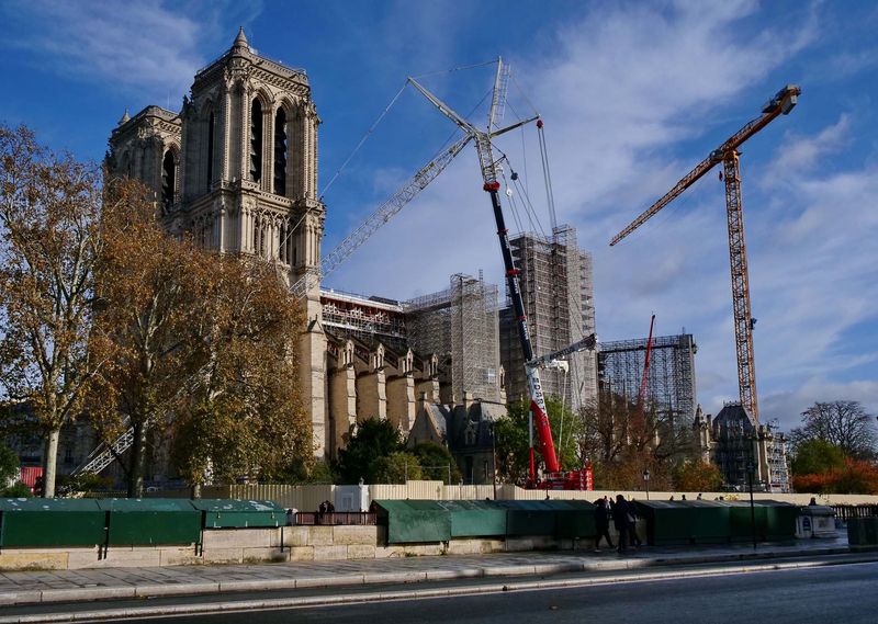 The Notre Dame Cathedral under reconstruction.