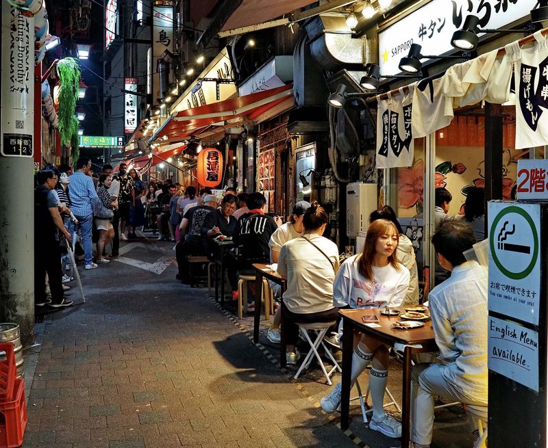 Restaurants in the evening. 