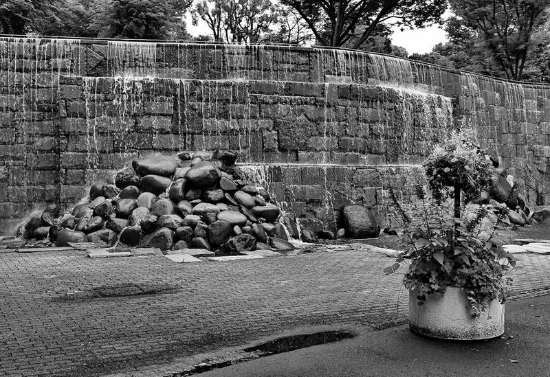 Water fall inside the park. 