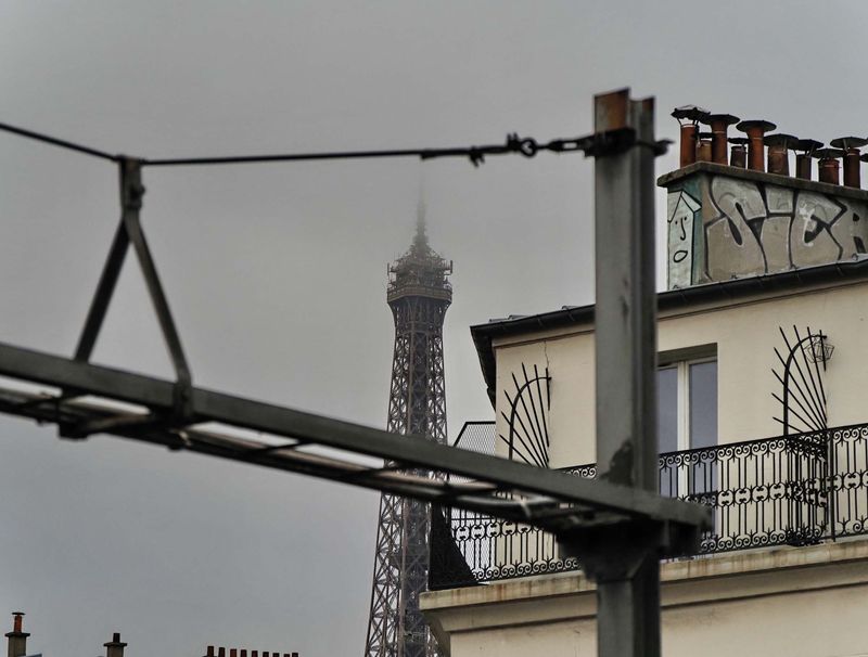 The Tour Eiffel, seen from the metro station La Motte-Piquet Grenelle.