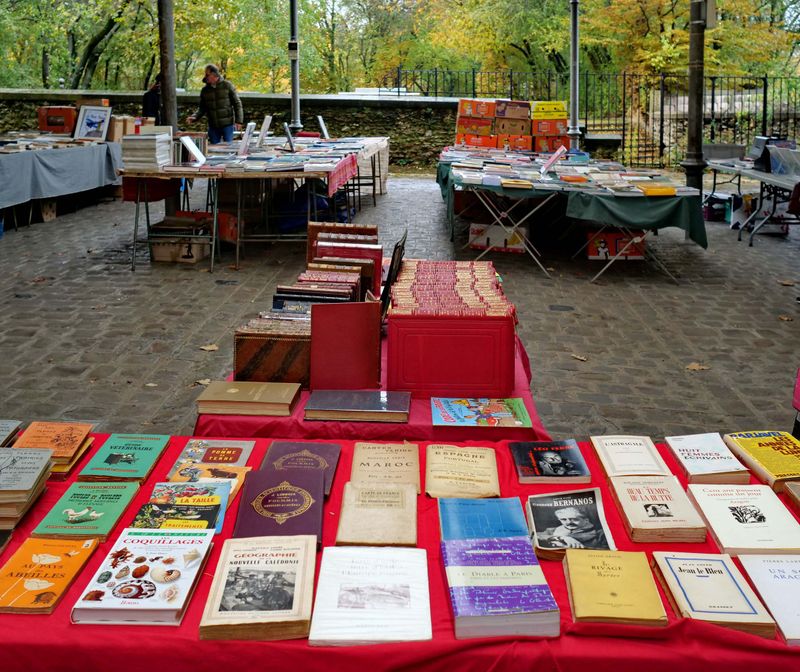 The bouquinistes at the Parc Georges Brassens. 