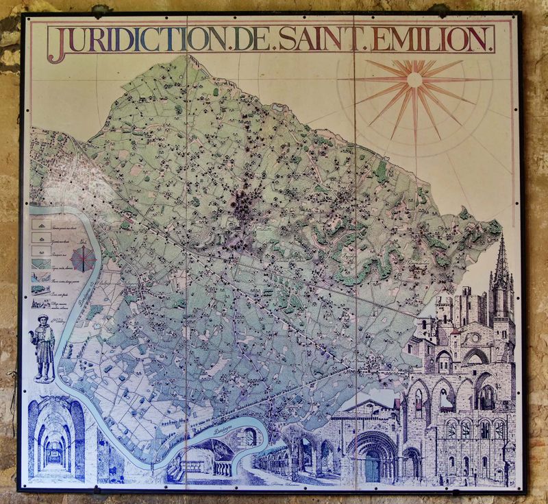 Saint-milion; the old map of the town (picture taken in the monastery).