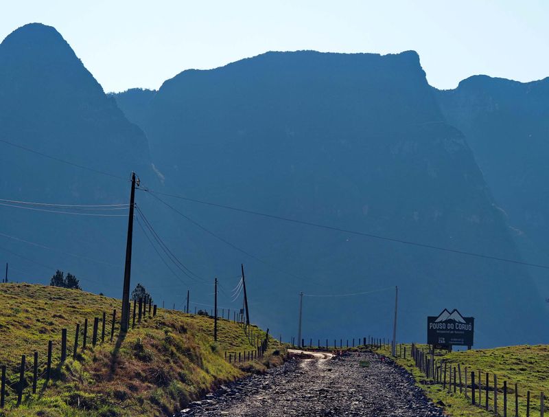 Arriving on the climbing part of the road.