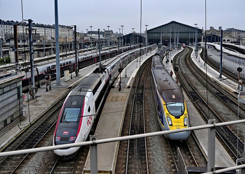 The Gare du Nord and the TGV trains, seen from the Boulevard de la Chapelle. 