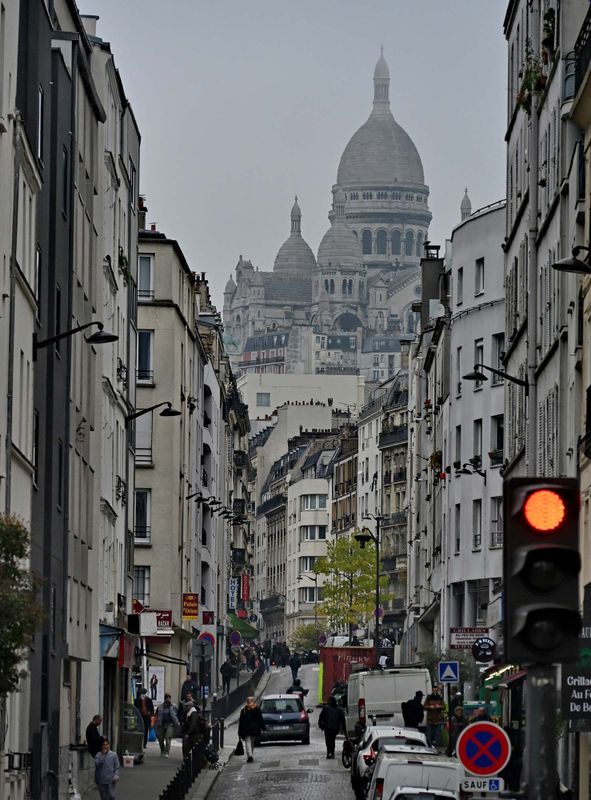 The Sacr Coeur, the most emblematic spot of the 18me, seen from the Boulevard de la Chapelle.