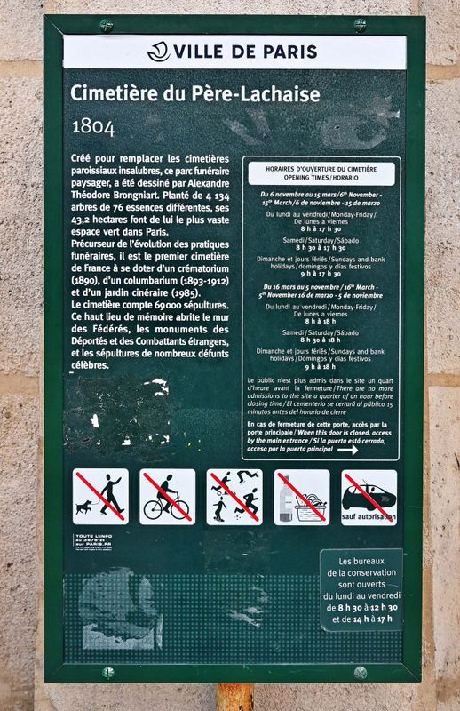 The Pre Lachaise cemetery; explanation.
