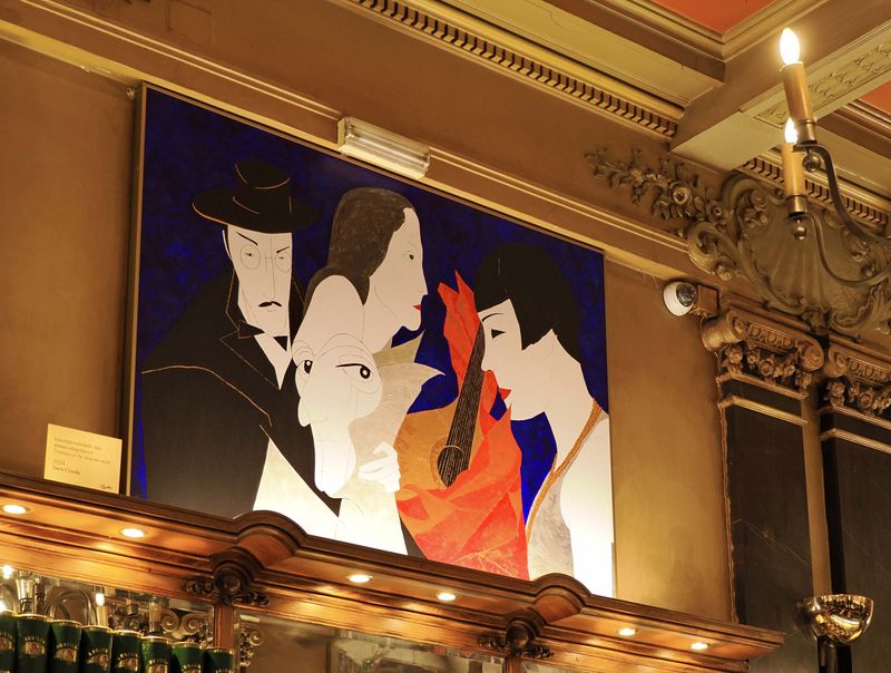 Lisbon; the nice interior of the cafe.
