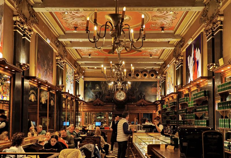 Lisbon; the nice interior of the A Brasileira cafe.