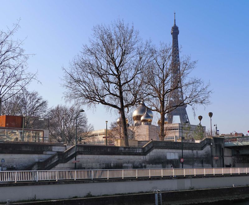 Bateau Mouche tour: the Eiffel Tower and the Grande Mosque.