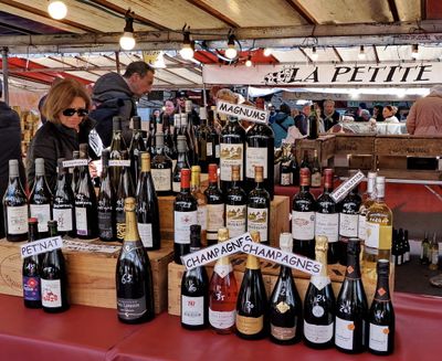 Wine at thet Boulevard Richard Lenoir market. 