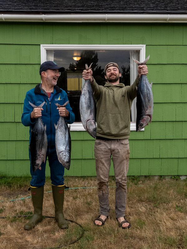 Next day: showing off the catch