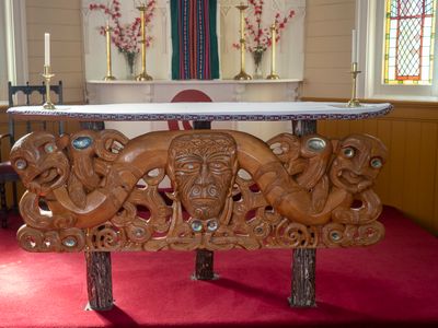 Carved Altar in St. Joseph's Catholic Church in Jerusalem, NZ