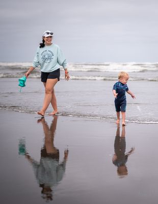 Walking in the ripples.