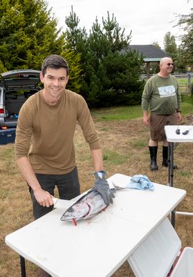 Jake working a tuna