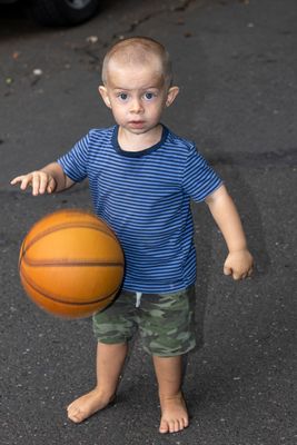 Hamish dribbles the ball