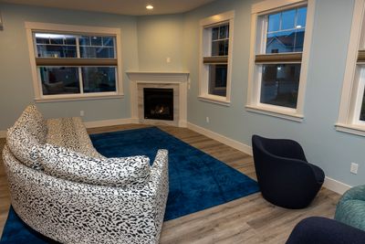 Living room zebra print sofa