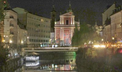 Fish Bridge and Franciscan Church at night