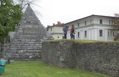 Part of Old Roman Wall with Plecnik Pyramid