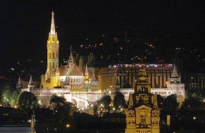 Matthias Church and Fishermans Bastion in Buda from Hotel President roof terrace in Pest