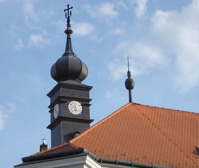 Clocktower Building near Pallas Athena statue near Matthias Church.(undergoing restoration)