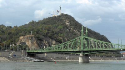 Liberty Bridge_Stone Cross_Gellert Hill and Liberty Statue from boat.