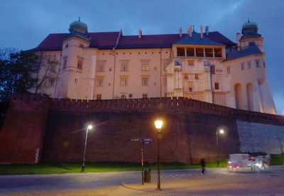 Castle hardly illuminated at night time