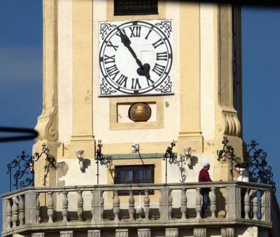 Old Town Hall clock and balcony