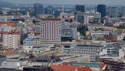 View from UFO Tower 95m_towards former Hotel Kyjev
