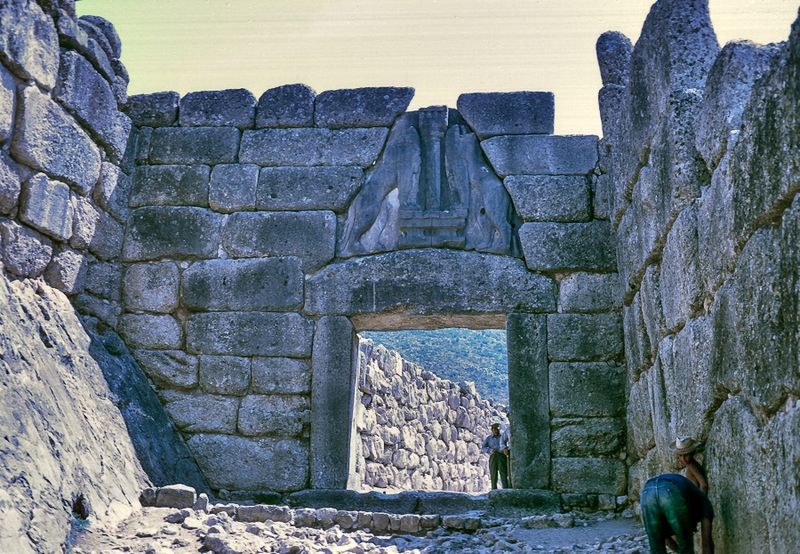 The Lion Gate at ancient Mykines, Argolis, Greece.