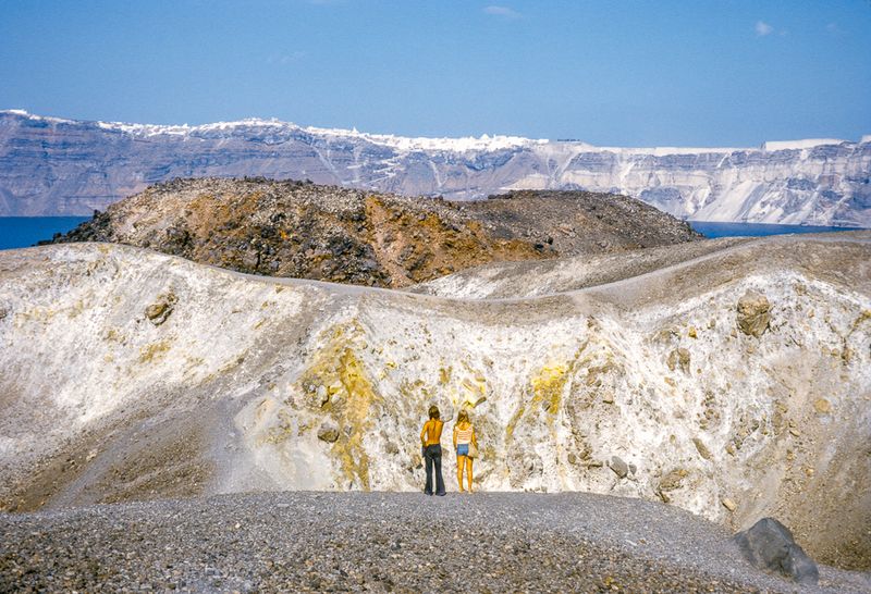 Volcanic crater at Santorini, Greece, in 1974