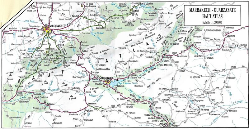 Map of the High Atlas region, courtesy MNTP