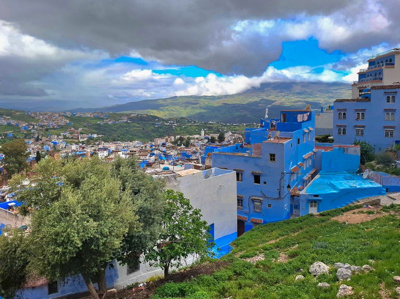 Looking out over Chefchaouen, the blue city in the Rif Mountains