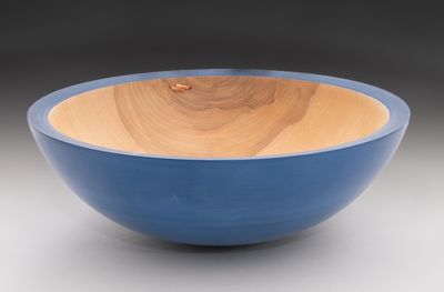 Birch Bowl with milk paint finish.