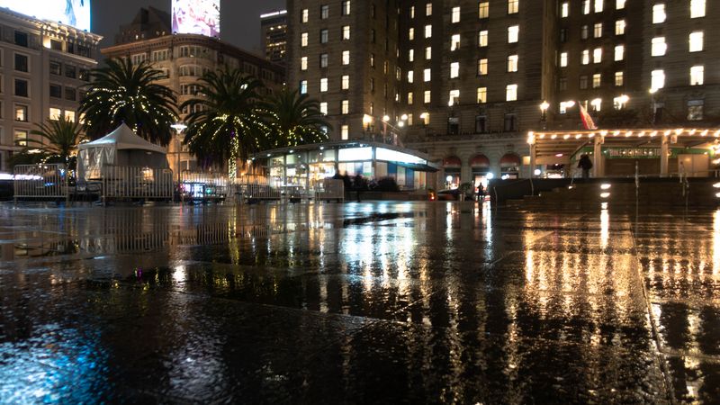 An Empty, Rainy Union Square