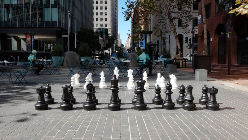 Chess at the base of Bush Street