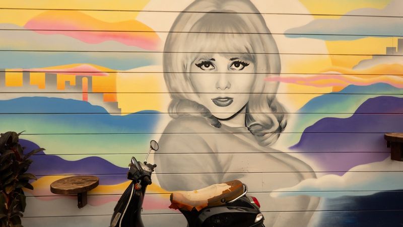 Miss Carol Doda mural by Natalie Gabriel at Sipbie Caffe