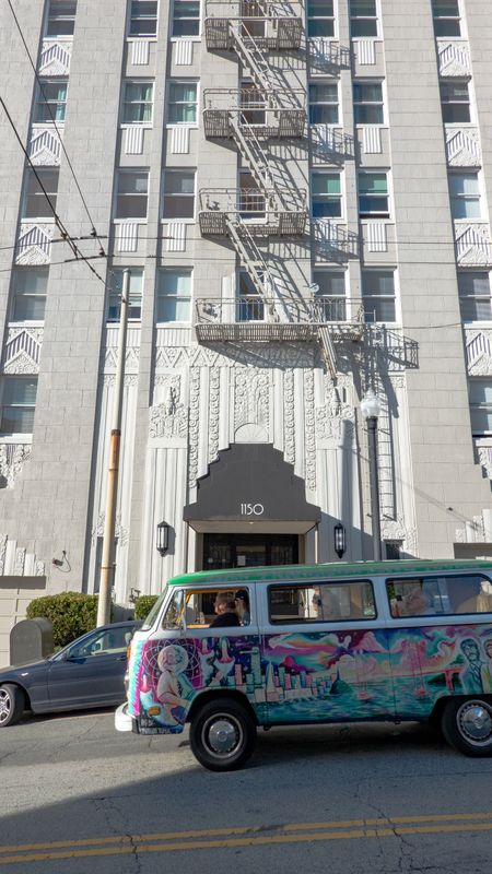 VW Hippie Tour Bus on Russian Hill