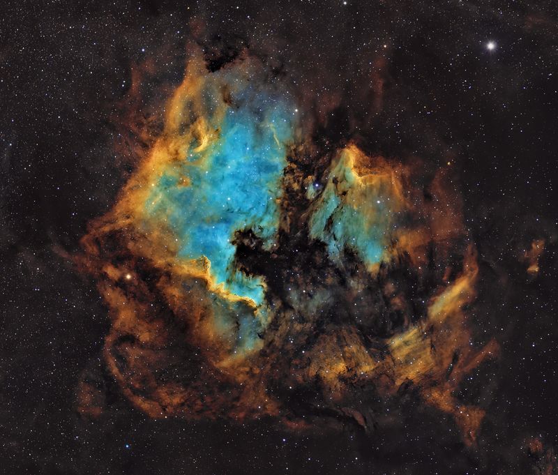 North American and Pelican Nebula in SHO