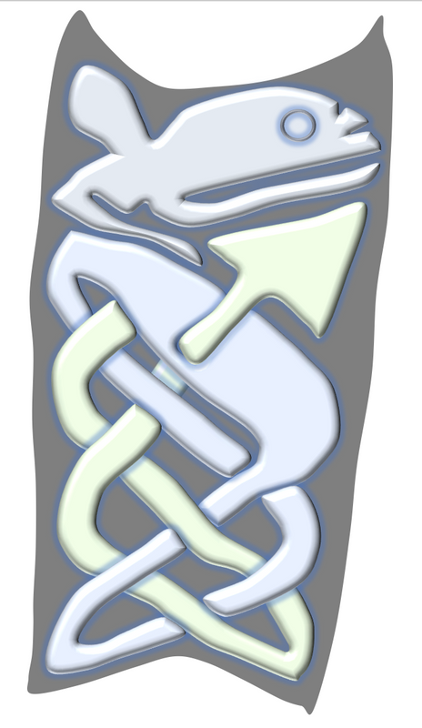 Interlace beast design on preceding strap end
